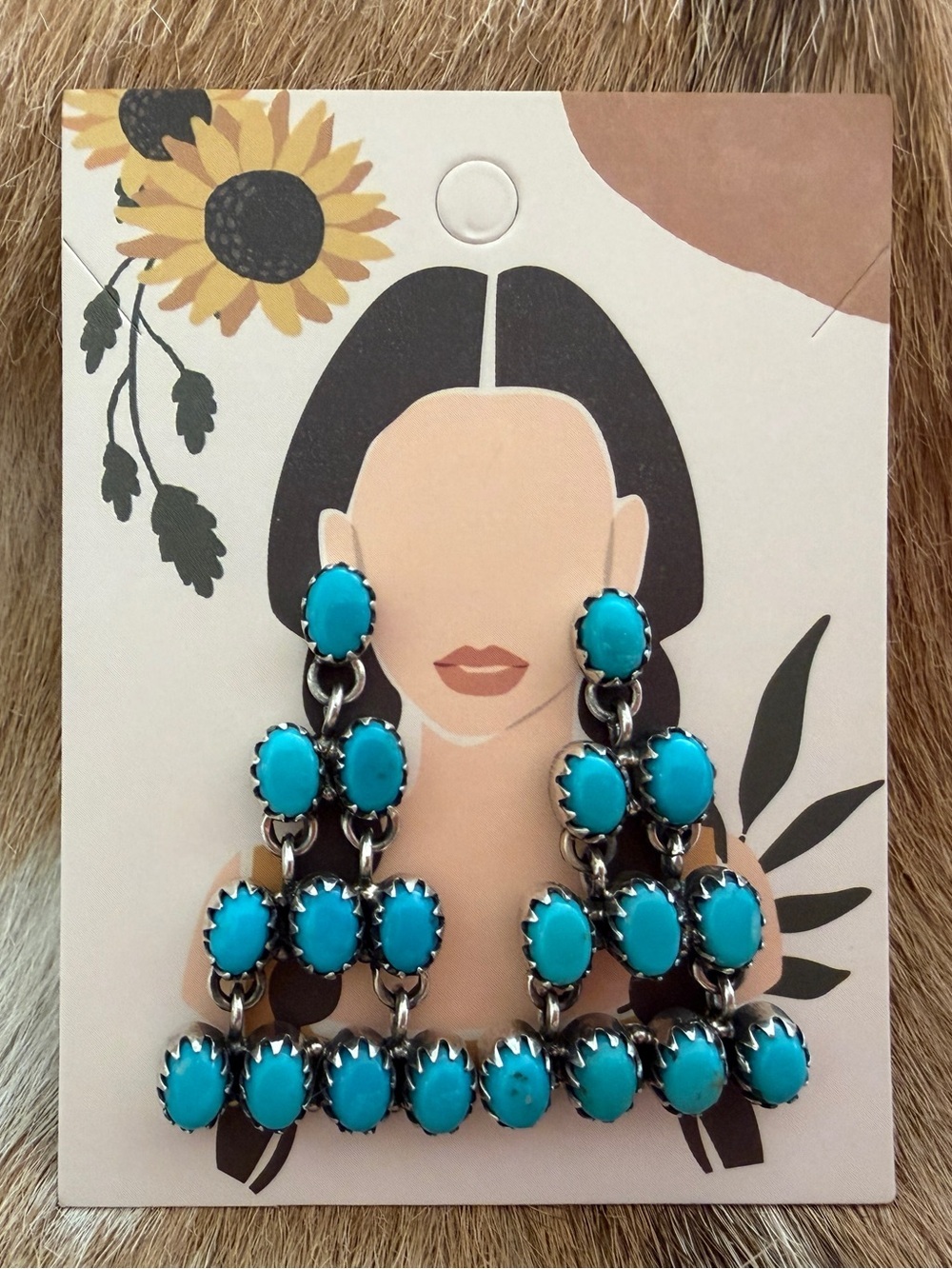 ❤️ Kingman Turquoise Navajo Style Sterling 925 Dangle Chandelier Earrings 12.2G